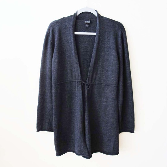 Eileen Fisher Charcoal Gray Merino Wool Tie Front Knit Duster Jacket Cardigan XL - Picture 4 of 7